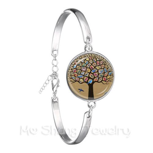 Bracelet Cabochon Rétro 18mm, Plaqué Argent, Bijoux Arbre De Vie, Cadeau Pour Hommes Et Femmes, Mode 2018