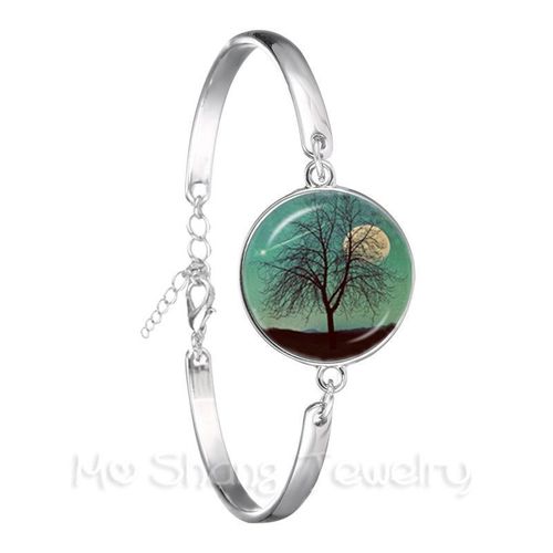 Bracelet Cabochon Rétro 18mm, Plaqué Argent, Bijoux Arbre De Vie, Cadeau Pour Hommes Et Femmes, Mode 2018