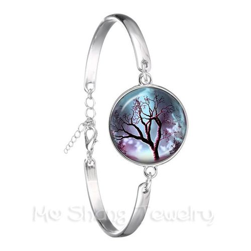 Bracelet Cabochon Rétro 18mm, Plaqué Argent, Bijoux Arbre De Vie, Cadeau Pour Hommes Et Femmes, Mode 2018