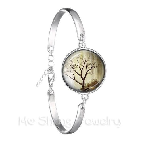 Bracelet Cabochon Rétro 18mm, Plaqué Argent, Bijoux Arbre De Vie, Cadeau Pour Hommes Et Femmes, Mode 2018