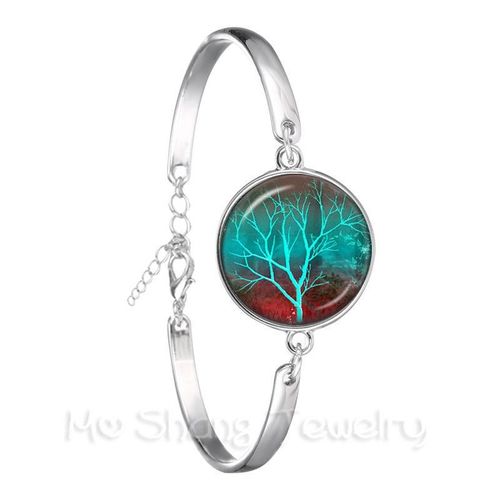 Bracelet Cabochon Rétro 18mm, Plaqué Argent, Bijoux Arbre De Vie, Cadeau Pour Hommes Et Femmes, Mode 2018