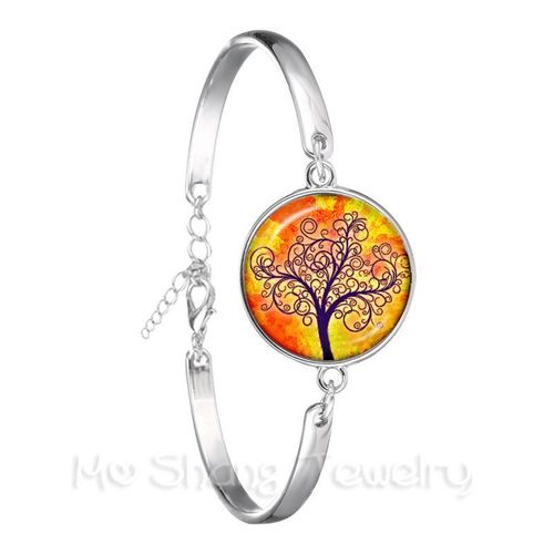 Bracelet Cabochon Rétro 18mm, Plaqué Argent, Bijoux Arbre De Vie, Cadeau Pour Hommes Et Femmes, Mode 2018