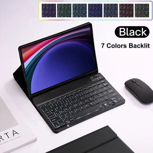 Coque Pour Samsung Galaxy Tab S9 Ultra, 14.6 Pouces, Housse De Clavier Bluetooth Pour Samsung Tab S10 Ultra 14.6 Pouces 2024-Arabic Keyboard-Noir B Backlit