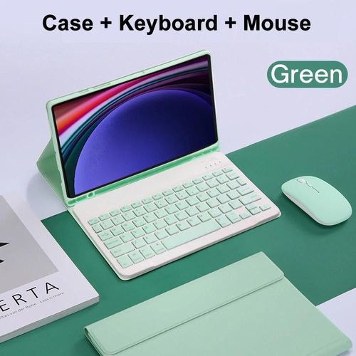 Coque Pour Samsung Galaxy Tab S9 Ultra, 14.6 Pouces, Housse De Clavier Bluetooth Pour Samsung Tab S10 Ultra 14.6 Pouces 2024-Arabic Keyboard-Light Green B