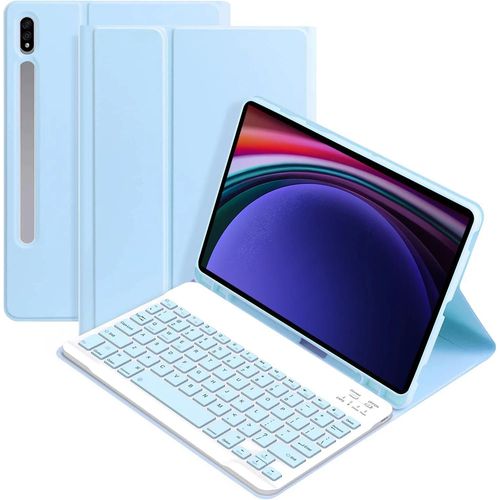 Coque Pour Samsung Galaxy Tab S9 Ultra, 14.6 Pouces, Housse De Clavier Bluetooth Pour Samsung Tab S10 Ultra 14.6 Pouces 2024-Arabic Keyboard-Bleu Ciel A