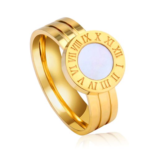 Luxusteel-Ensemble De Bagues Numérales Rondes En Acier Inoxydable Pour Femme, Accessoires De Fiançailles, Coquille Blanche Et Noire, Collier, Vente En Gros