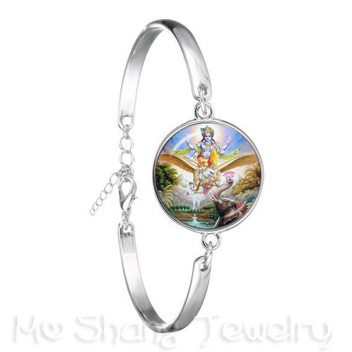 Bracelet Indien Classique De 18mm, Cabochon En Verre Plaqué Argent, Bijoux Religieux, Cadeau