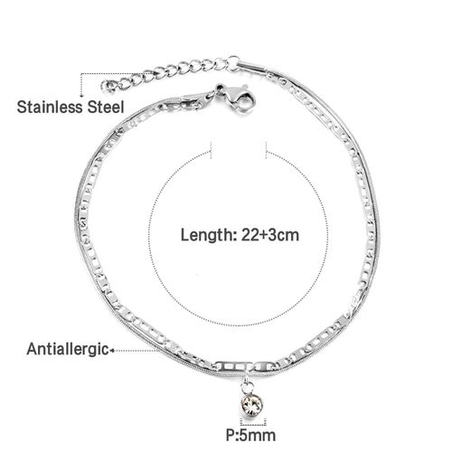 Luxusteel-Bracelet De Oral Ille En Acier Inoxydable Pour Femme, Breloque Papillon Coquillage Blanc, Bijoux Pieds Nus, Double Pied, Jorinse