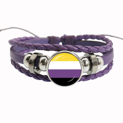 Bracelet Arc-En-Ciel Lgbt Pour Lesbiennes, Gay Pride, Bracelet Tissé En Cuir Violet, Style Rétro Punk, Navire Chia, Bracelet Pour Couple, Bijoux Pour Amoureux