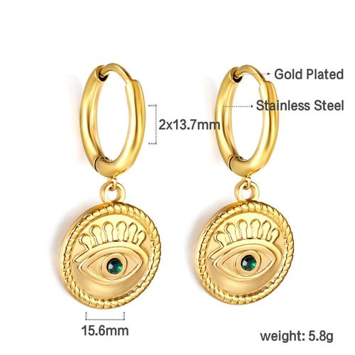 Luxusteel-Boucles D'oreilles Créoles En Acier Inoxydable Pour Femme, Pendentif En Forme De Cuir Oral Elu Carré, Vert Et Blanc, Cadeaux