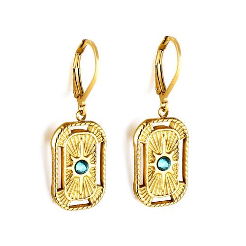 Luxusteel-Boucles D'oreilles Créoles En Acier Inoxydable Pour Femme, Pendentif En Forme De Cuir Oral Elu Carré, Vert Et Blanc, Cadeaux