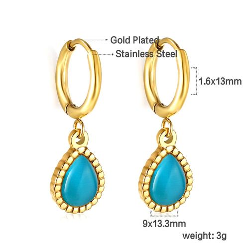 Luxusteel-Boucles D'oreilles Créoles En Acier Inoxydable Pour Femme, Pendentif En Forme De Cuir Oral Elu Carré, Vert Et Blanc, Cadeaux