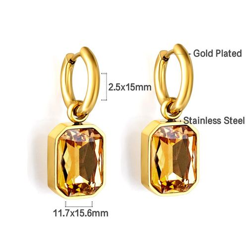 Luxusteel-Boucles D'oreilles Créoles En Acier Inoxydable Pour Femme, Pendentif En Forme De Cuir Oral Elu Carré, Vert Et Blanc, Cadeaux