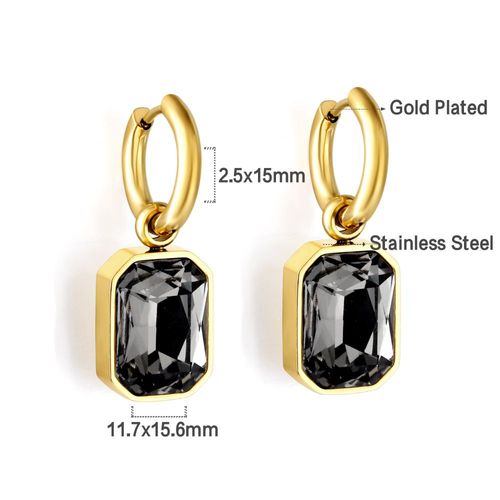 Luxusteel-Boucles D'oreilles Créoles En Acier Inoxydable Pour Femme, Pendentif En Forme De Cuir Oral Elu Carré, Vert Et Blanc, Cadeaux