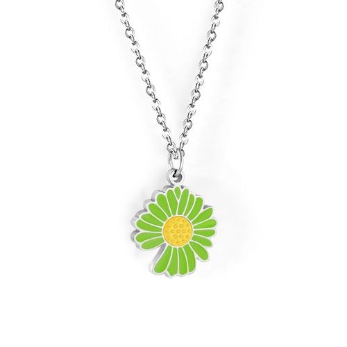 Pendentif En Forme De Fleur En Acier Inoxydable, Colliers De Luxe, Style Romantique, Chaînes À Fleurs Blanches, Orange, Jaunes Et Vertes