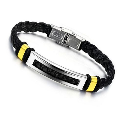 Luxusteel-Bracelet En Cuir Véritable Pour Homme, Acier Au Titane, Structure De Dégager, Bracelets Et Bracelets, Cadeau Pour Meilleur Ami, Bijoux De Fête