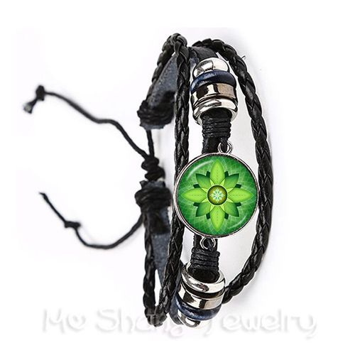 Bracelet Mandala À Motif Fleur De Vie Pour Hommes Et Femmes, Bijoux Cabochon, Rond, En Verre, Ajustable, Élégant Et Complexe, Tendance