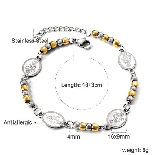 Luxusteel-Bracelet Chapelet Croix Pour Femme Et Homme, Vierge Marie, Prière Religieuse, Perle Lien Joon Main, Bijoux Chrékhajustables