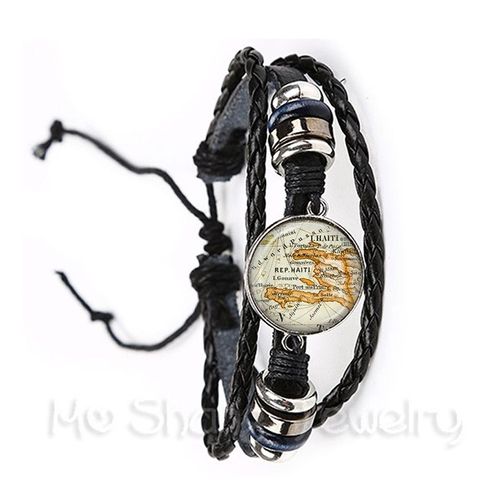 Bracelet En Cuir À Motif De Carte Du Monde, Nouveau Design Unique, Vintage, Noir/Marron, En Forme De Globe, Bijoux, Cadeaux Pour Amis, 2018