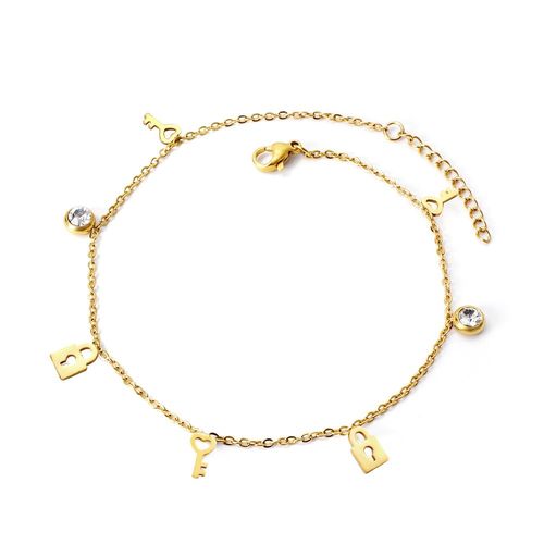 Luxusteel-Bracelets En Acier Inoxydable Pour Femme, Plaqué Or, Breloque En Argent, Cubique, Contre-Indiqué