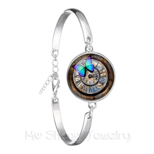 Bracelet Boussole Vintage, Bijoux Nautique, Cabochon Plaqué Argent, Bracelet Pour Femmes, Accessoires Hain À Main