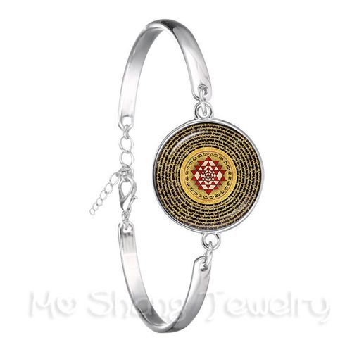 Bracelet En Forme De Fleur De Mandala, Symbole Du Bouddhisme Om Indien, Image Zen, Cabochon En Verre Plaqué Argent, Chaîne, Cadeau Pour Femmes, 18mm