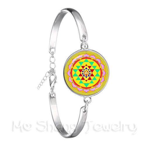 Bracelet En Forme De Fleur De Mandala, Symbole Du Bouddhisme Om Indien, Image Zen, Cabochon En Verre Plaqué Argent, Chaîne, Cadeau Pour Femmes, 18mm