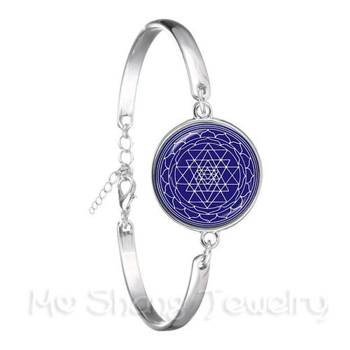 Bracelet En Forme De Fleur De Mandala, Symbole Du Bouddhisme Om Indien, Image Zen, Cabochon En Verre Plaqué Argent, Chaîne, Cadeau Pour Femmes, 18mm