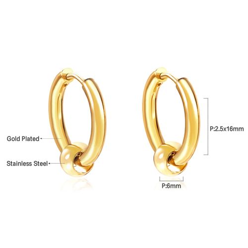 Boucles D'oreilles Huggie En Acier Plaqué Or Pour Femmes Et Filles, Pendentif En Forme De C¿Ur, Créoles En Acier Inoxydable Avec Breloques, Bijoux Coréens