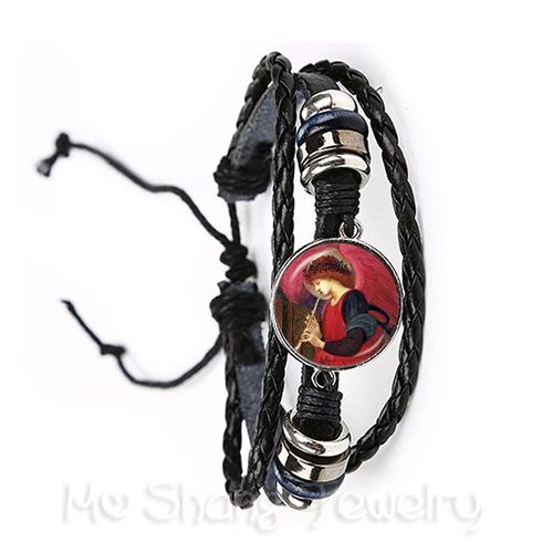 Bracelet En Cuir D'ange De Noël, Joli Dessin Animé Marron/Noir, Réglable, Cadeau Pour Femmes, Hommes Et Enfants, 2018