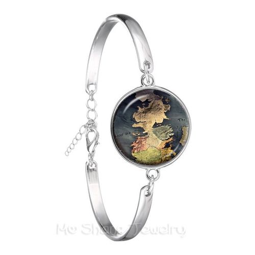 Bracelet Rétro Carte Du Monde, En Verre Incurvé, En Argent Plaqué, Cadeau Pour Amis, Nouvelle Collection