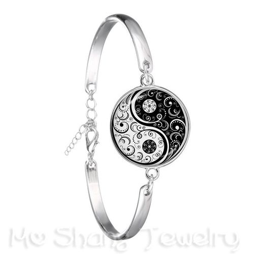 Yincomposer-Bracelet Plaqué Argent Symdains Fleur Noire Et Blanche, Naturel, Rustique, Olizing, Ftp, Cadeau Créatif, Attention