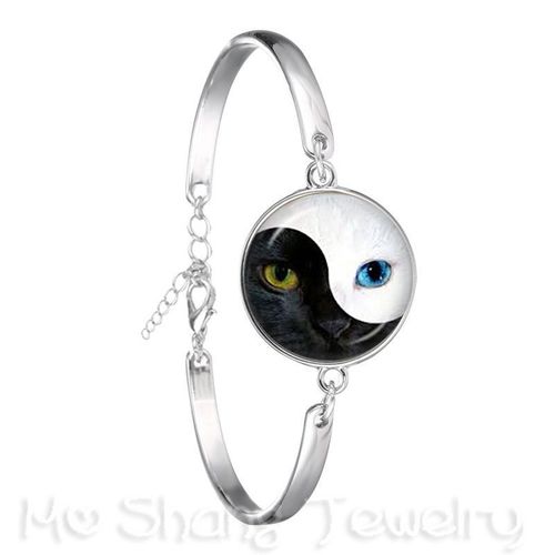 Yincomposer-Bracelet Plaqué Argent Symdains Fleur Noire Et Blanche, Naturel, Rustique, Olizing, Ftp, Cadeau Créatif, Attention