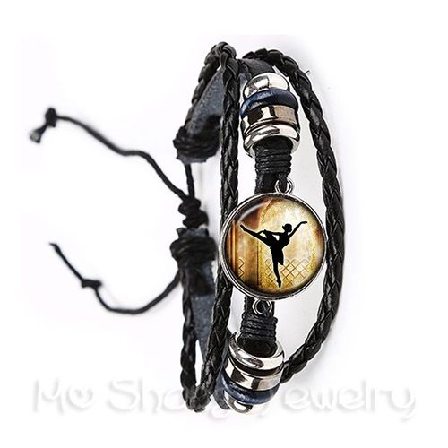 Bracelet De Danse De Ballet Élégant, Danse Irlandais, Gymnastique Dansante, Ballerine Noire/Marron, 2 Couleurs, Bracelet Réglable En Cuir, Cadeau