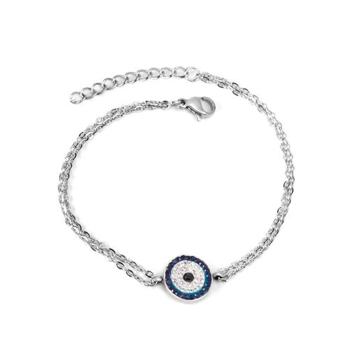 Luxusteel-Bracelet Mauvais ¿Il Bleu En Acier Inoxydable Pour Femme, Clip, Lien Cubain, Bijoux Bling, Cadeau À La Mode
