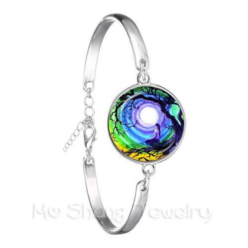 Bracelet Mandala Violet Kaléidoscope Pour Femme, Bijoux À La Mode, Géométrie Sacrée, Tourbillon, Spirale Fibonacci, Cadeau, 2018