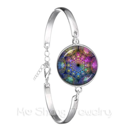 Bracelet Mandala Violet Kaléidoscope Pour Femme, Bijoux À La Mode, Géométrie Sacrée, Tourbillon, Spirale Fibonacci, Cadeau, 2018