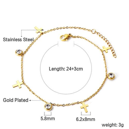 Luxusteel-Bracelet De Cheville En Acier Inoxydable Pour Femme, Breloque C¿Ur Simple Avec Cristal, Rinçage Étanche, Accessoires De Plage D'été
