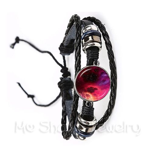 Bracelet Classique En Cuir Noir/Marron Pour Hommes Et Femmes, Gourmette De La Nébuleuse De L'espace, Cadeau Idéal, Nouveauté 2018