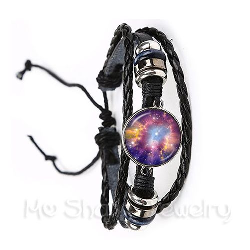 Bracelet Classique En Cuir Noir/Marron Pour Hommes Et Femmes, Gourmette De La Nébuleuse De L'espace, Cadeau Idéal, Nouveauté 2018