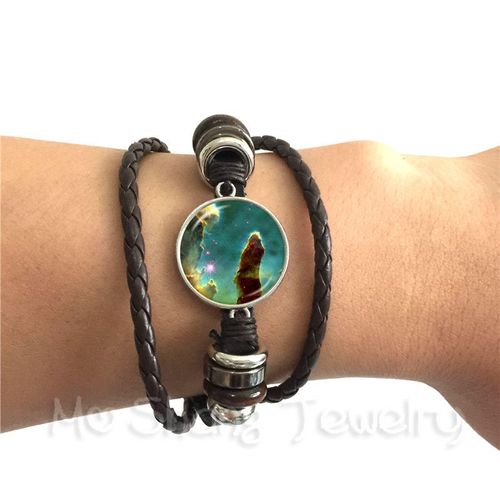 Bracelet Classique En Cuir Noir/Marron Pour Hommes Et Femmes, Gourmette De La Nébuleuse De L'espace, Cadeau Idéal, Nouveauté 2018
