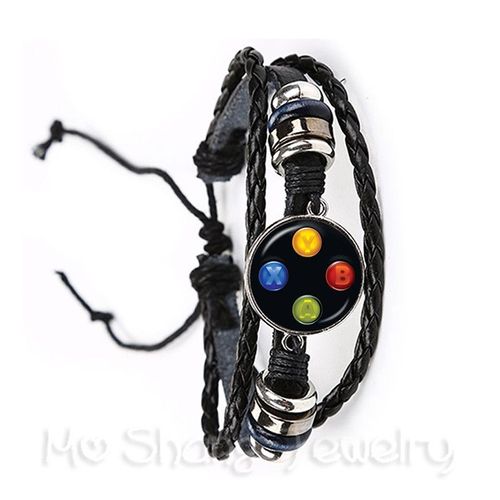 Bracelet En Cuir Pour Contrôleur De Jeu Vidéo Geeky Boyfriend, Idée Cadeau Créative, Bijoux, Modèle, Dôme En Verre De 20mm
