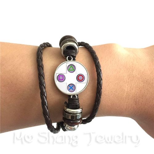 Bracelet En Cuir Pour Contrôleur De Jeu Vidéo Geeky Boyfriend, Idée Cadeau Créative, Bijoux, Modèle, Dôme En Verre De 20mm