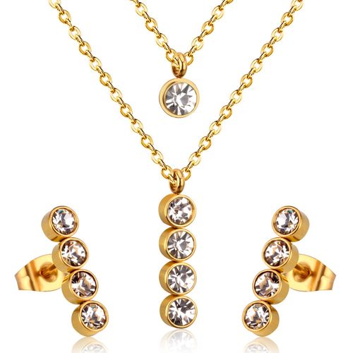 Luxusteel-Boucles D'oreilles En Cristal Pour Femmes, Collier Pendentif Rond Cubique, Bijoux De Mariage, Accessoires De Fête, Contre-Indiqué