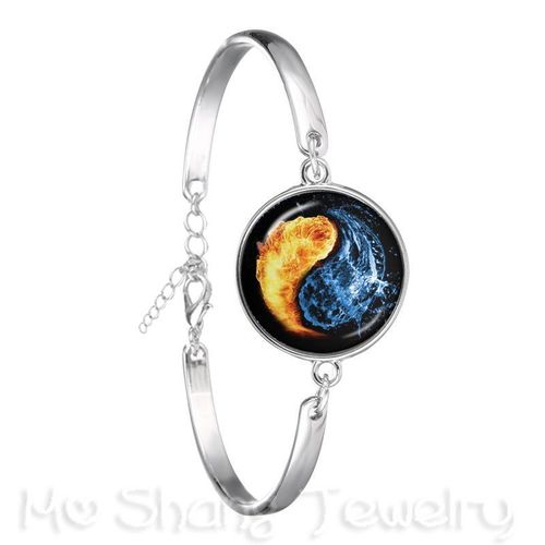 Bracelet Yin Yang En Croix Pour Femmes Et Filles, Cabochon En Verre De 18mm, Bijoux, Noir Et Blanc, Tendance, 2018
