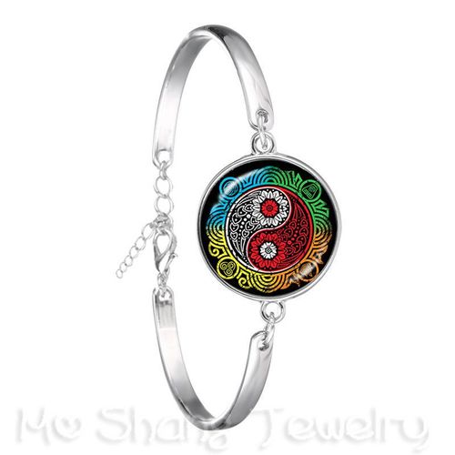 Bracelet Yin Yang En Croix Pour Femmes Et Filles, Cabochon En Verre De 18mm, Bijoux, Noir Et Blanc, Tendance, 2018