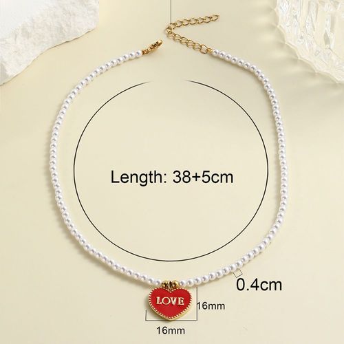 Collier Coeur Rouge Anglais Love 216.239.Pour Femme, Perles, Collier En Acier Inoxydable, Document Or, Livraison Gratuite