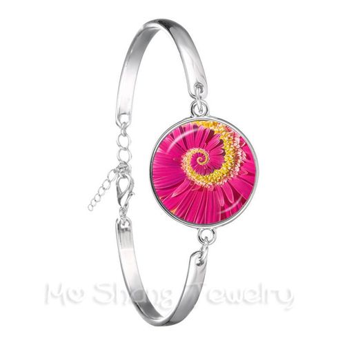 Bracelet En Cuir Noir Avec Fleur De Vie Pour Femme Et Fille, Bijoux De Style Kaleidoscope, Bleu Éblouissant, Cadeau, Bijouterie