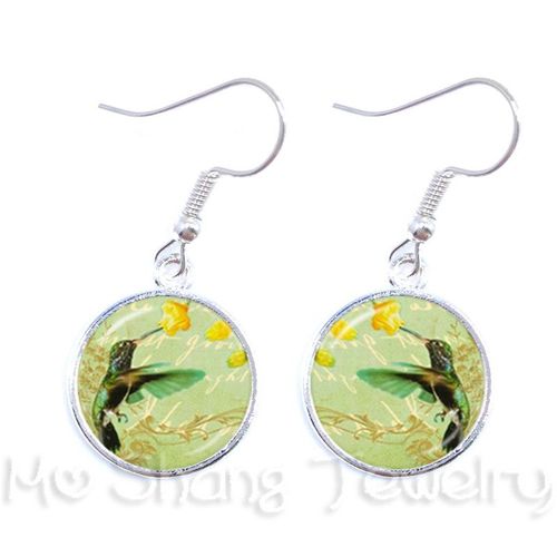 Boucles D'oreilles En Verre Pour Femmes, Série De Motifs D'oiseaux Et De Fleurs, Bijou, Meilleur Cadeau Pour Elle