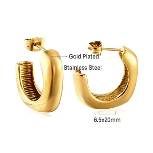 Luxusteel-Boucles D'oreilles Vintage En Acier Inoxydable Pour Femme, Perle En Forme De C, Huggie, Clip Blanc Et Vert, Bijoux En Métal